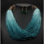 African Bead Necklace and Earring Set- Turquoise