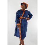 AFRICAN PRINT SATIN ROBE AND BONNET SET