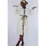 AFRICAN PRINT SATIN ROBE AND BONNET SET