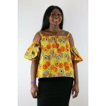 African print Mazie Off the shoulder frill sleeves top