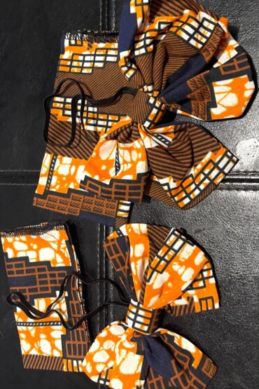 Freddie African Print Bow pre-tied Tie & Pocket Square Set - Image 5