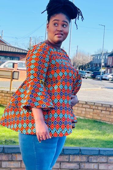 Adom Plus Belted African flared sleeves top - Image 7