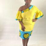 Two Colours One off the Shoulder Dress