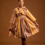 African Print Shirt Bow Collar Dress