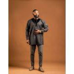 African Jesse Long Sleeve Kaftan Top-Black