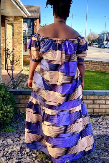 Ange off the shoulder African/Ankara print Maxi dress-Purple - Image 6