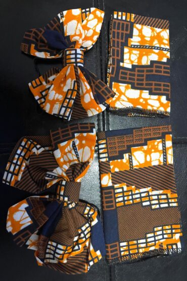 Freddie African Print Bow pre-tied Tie & Pocket Square Set - Image 3