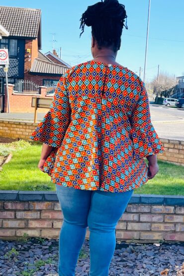 Adom Plus Belted African flared sleeves top - Image 4