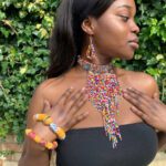 Eden African/Zulu Fashion long tassel  bead necklace set-Mixed