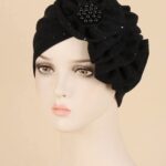 Black Pre-Tied Head Wrap/ Turban