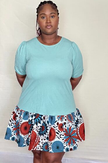 Maame Mixed Ankara African Flower Print Dress - Image 5