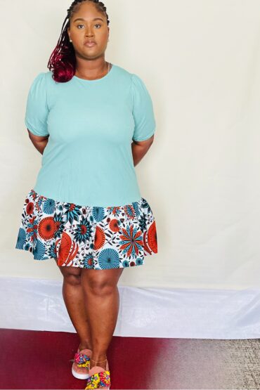 Maame Mixed Ankara African Flower Print Dress - Image 3