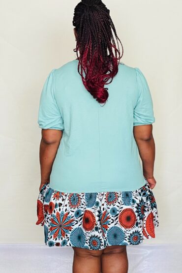 Maame Mixed Ankara African Flower Print Dress - Image 4