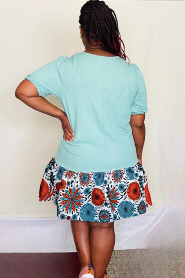 Maame Mixed Ankara African Flower Print Dress - Image 6