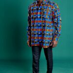 African Ankara Print Kwame Mens Long-Sleeved Shirt