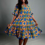 African Ankara Print Afrique Midi Dress