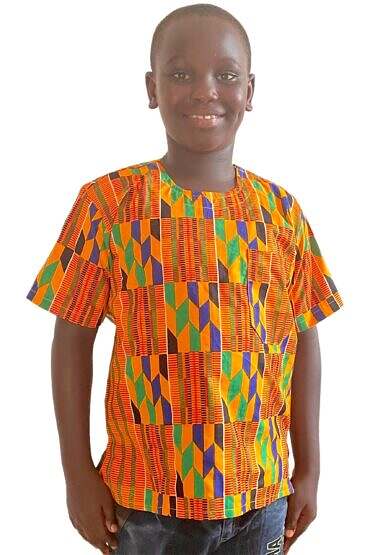 African Ankara Print Junior Kente Kaftan Top - Image 3